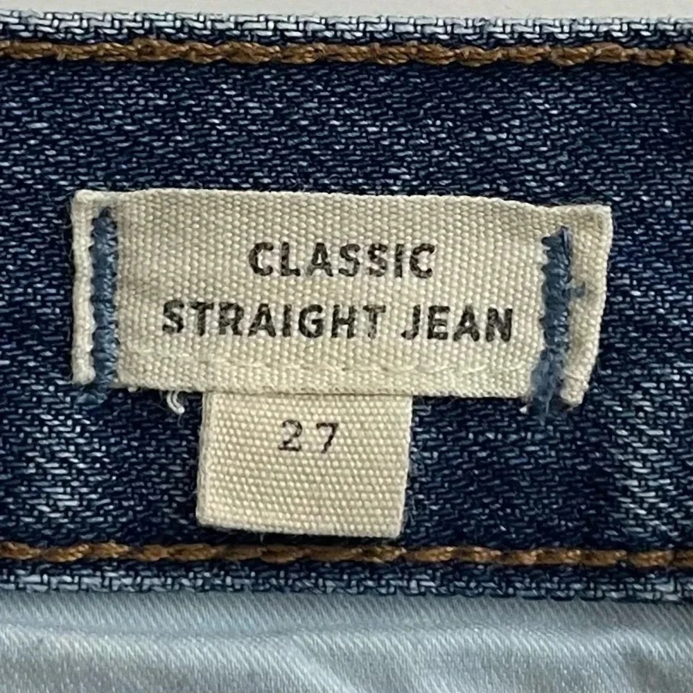 Madewell Classic Straight Jeans in Jade Wash: Knee-Rip Edition J7951 Size 27 - Picture 13 of 15